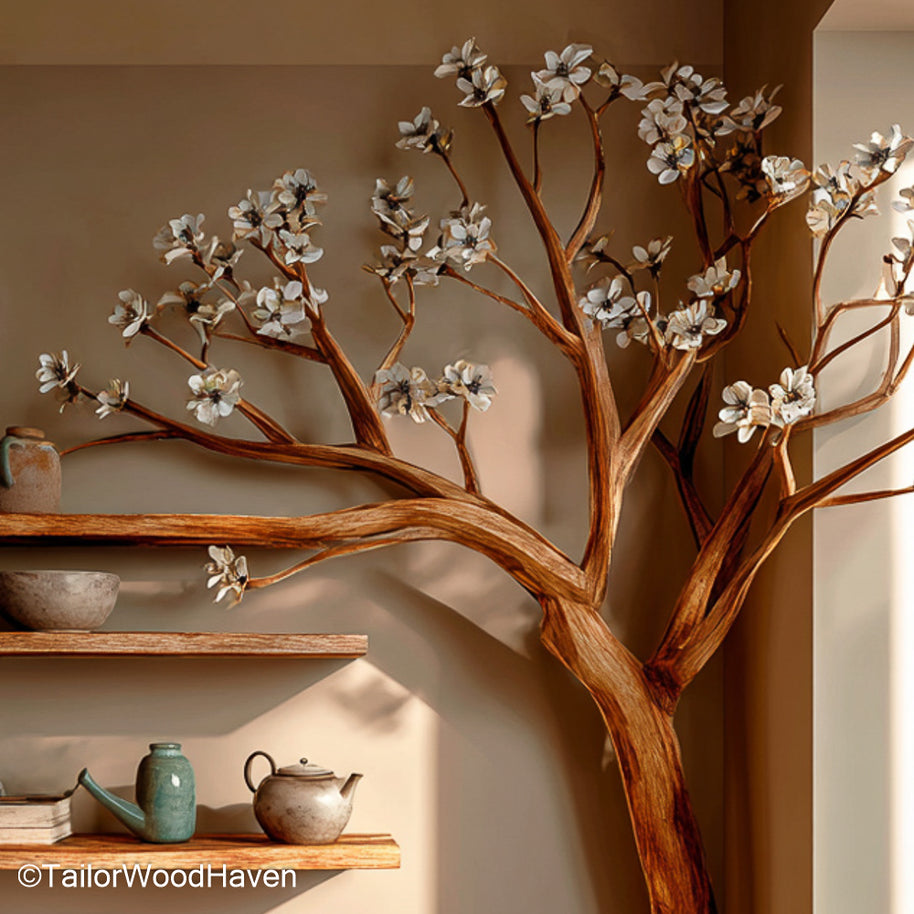 Minimalist Modern Tree Bookshelf Handmade Wall Shelf with Tree Branch Aesthetic for Contemporary Spaces