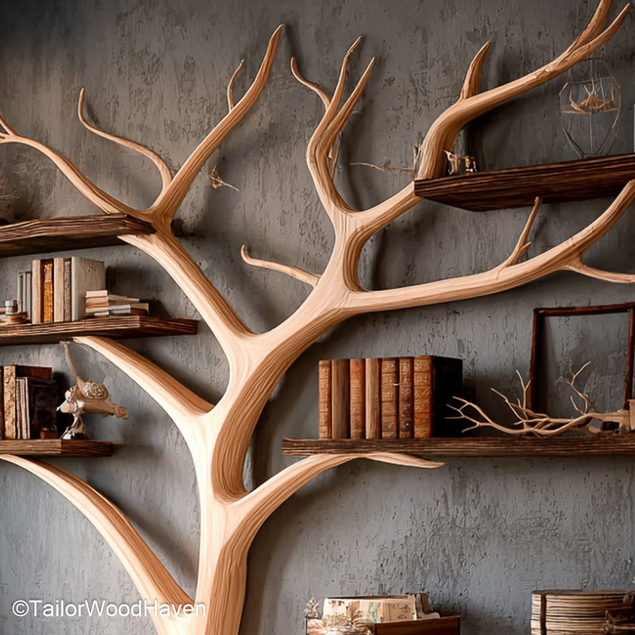 Tree Shaped Bookcase Wooden Bookcase in Artistic Tree Form for Stylish Storage in Living Rooms, Bedrooms, or Kids' Spaces