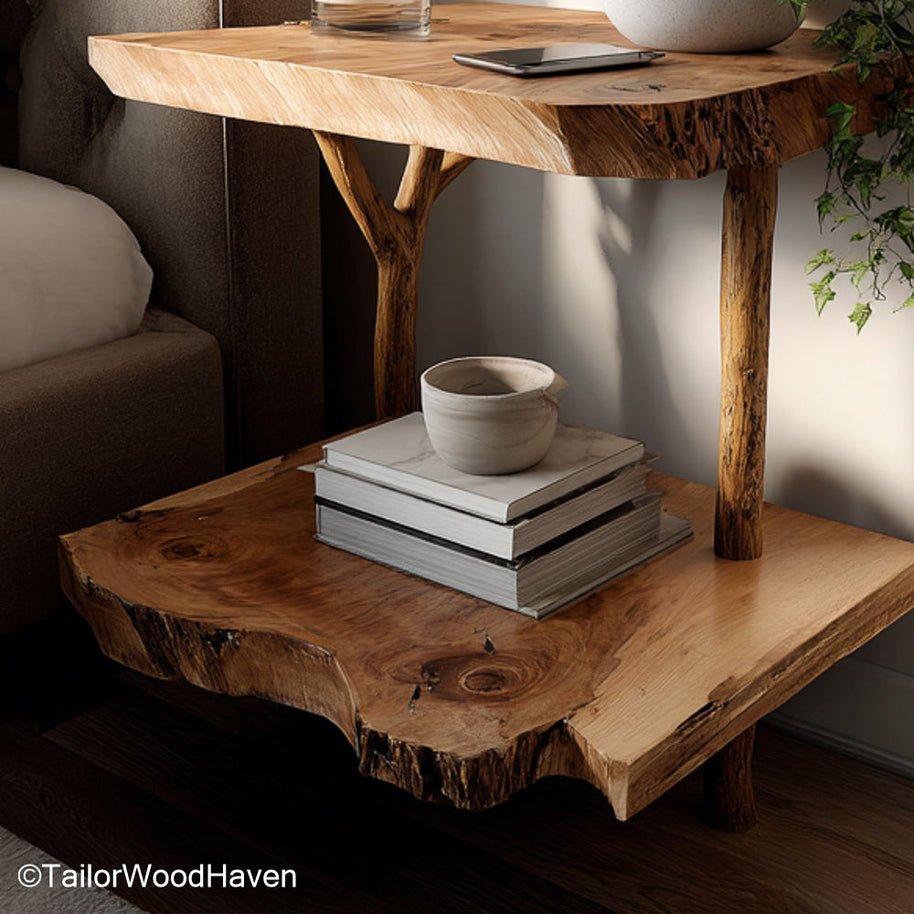 Wall Mounted Side Tables crafted from hardwood with a clean floating profile and strong support, ideal for functional bedroom or hallway storage