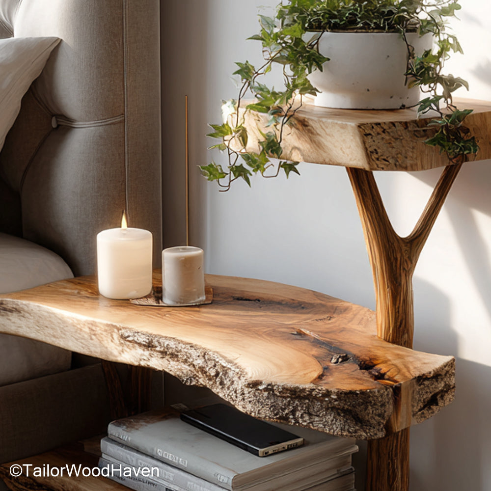 Floating Bedroom Side Tables designed from real wood with soft finish and compact floating design, perfect for bedside function in tight spaces