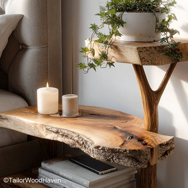 Floating Bedroom Side Tables designed from real wood with soft finish and compact floating design, perfect for bedside function in tight spaces