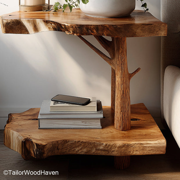 Floating Nightstand Bed built with a solid wood floating table paired with a minimal bed setup, ideal for modern and space saving bedroom layouts