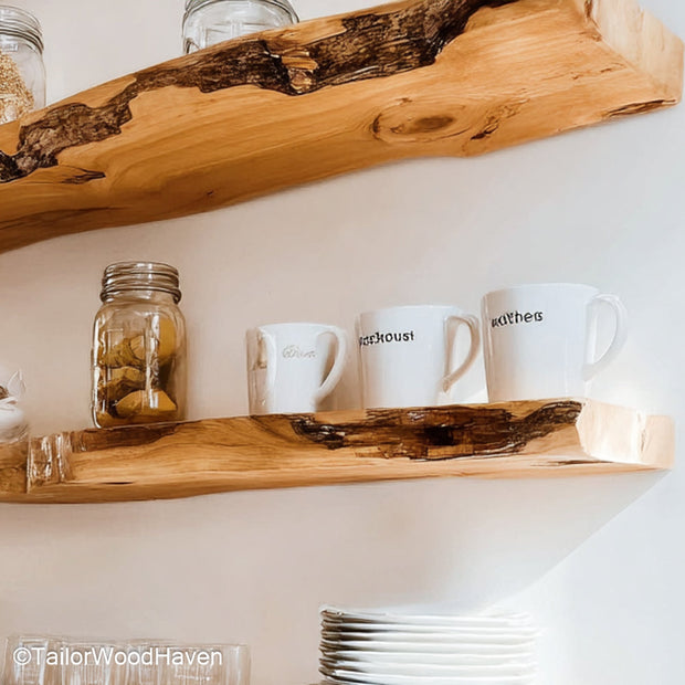 3 floating shelf set handcrafted in real wood with matching dimensions and flush mounts, ideal for balanced wall styling in modern interiors