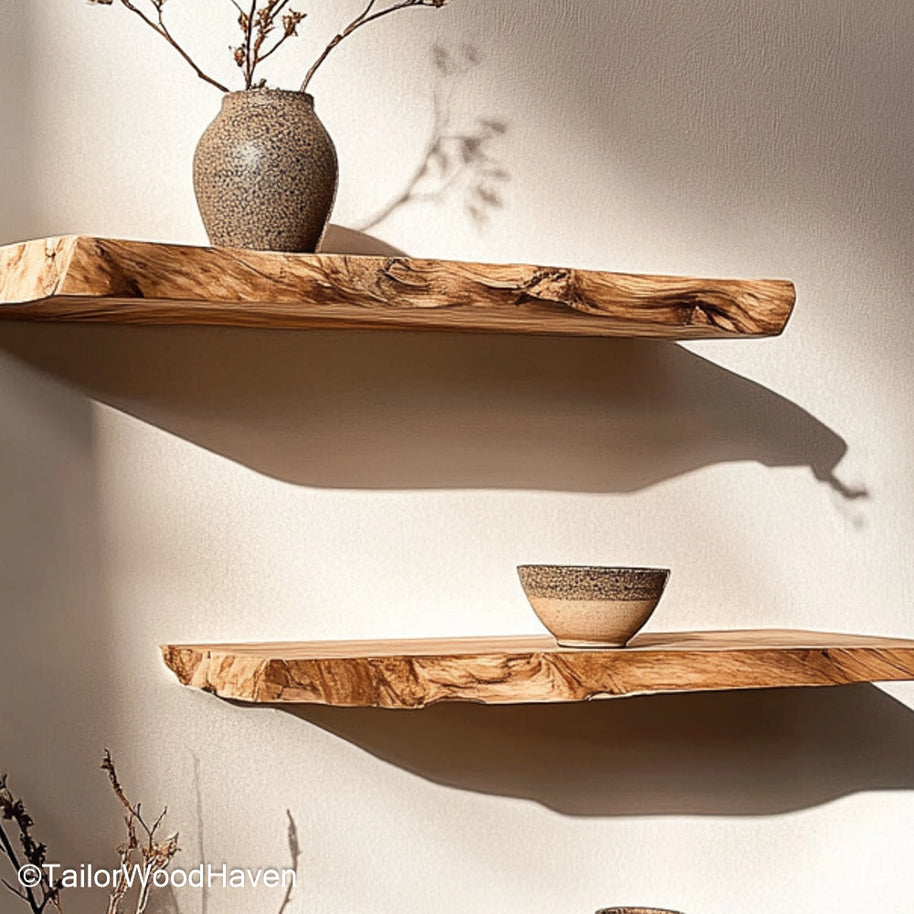 Renter friendly floating shelves with damage free mounting options and lightweight design for easy wall removal without marks