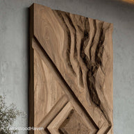 Wood Bedroom Wall Decor made from solid wood with hand carved accents and organic grain, perfect for rustic or cozy bedroom wall enhancements