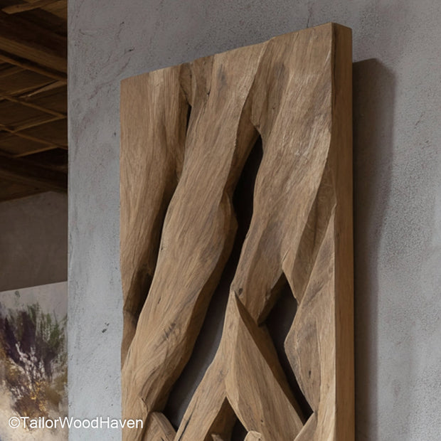 Wood Wall Art Sculpture Artisan Wood Wall Art Sculpture with Hand Carved Details and Natural Finishes, Ideal for Modern or Rustic Interiors
