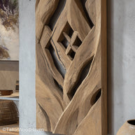 Wood Wall Art Sculpture Artisan Wood Wall Art Sculpture with Hand Carved Details and Natural Finishes, Ideal for Modern or Rustic Interiors