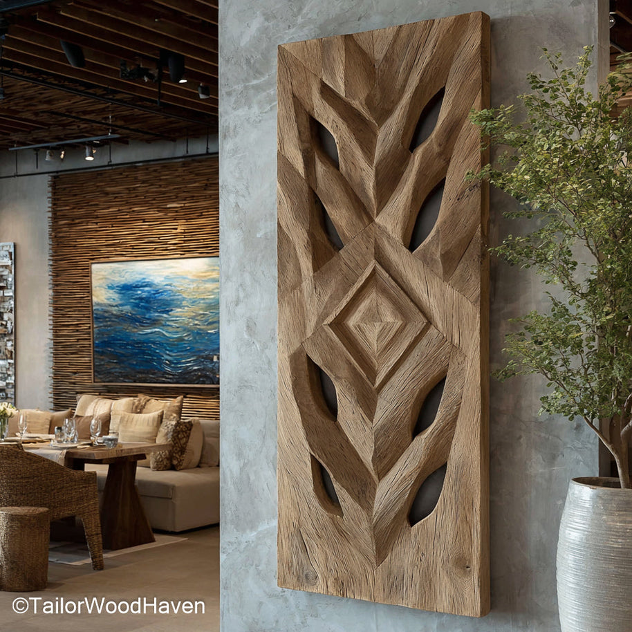 Custom Wood Wall Art made to order from solid wood with your choice of design, finish, and size, ideal for personalized rustic or modern interiors