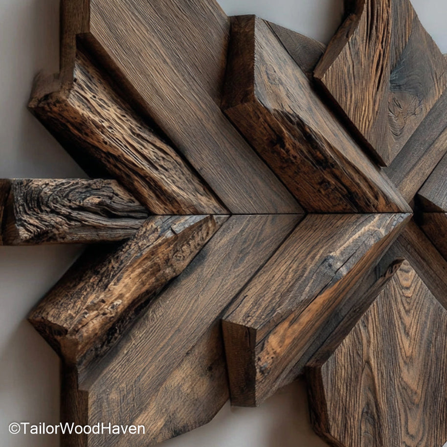 Wall Art Wood Sculpture Handcrafted Wood Sculpture for Wall Art, Made from Solid Timber with Natural Textures for Rustic or Contemporary Decor