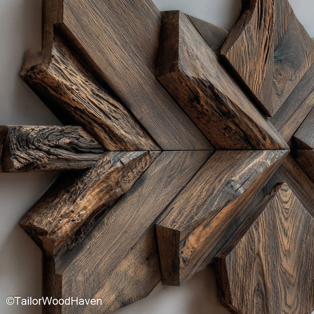 Wall Art Wood Sculpture Handcrafted Wood Sculpture for Wall Art, Made from Solid Timber with Natural Textures for Rustic or Contemporary Decor