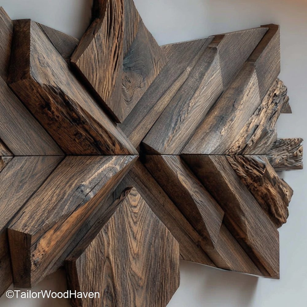 Wall Art Wood Sculpture Handcrafted Wood Sculpture for Wall Art, Made from Solid Timber with Natural Textures for Rustic or Contemporary Decor