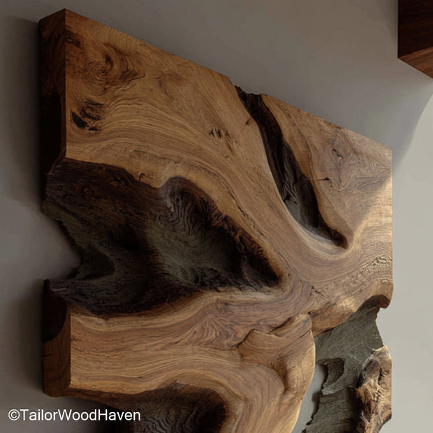 Natural Wood Wall Decor Natural Wood Wall Decor Panel Featuring Organic Grain and Texture, Perfect for Rustic, Boho, or Minimalist Interiors