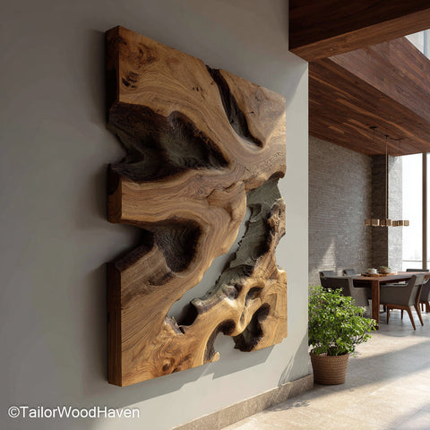 Natural Wood Wall Decor Natural Wood Wall Decor Panel Featuring Organic Grain and Texture, Perfect for Rustic, Boho, or Minimalist Interiors