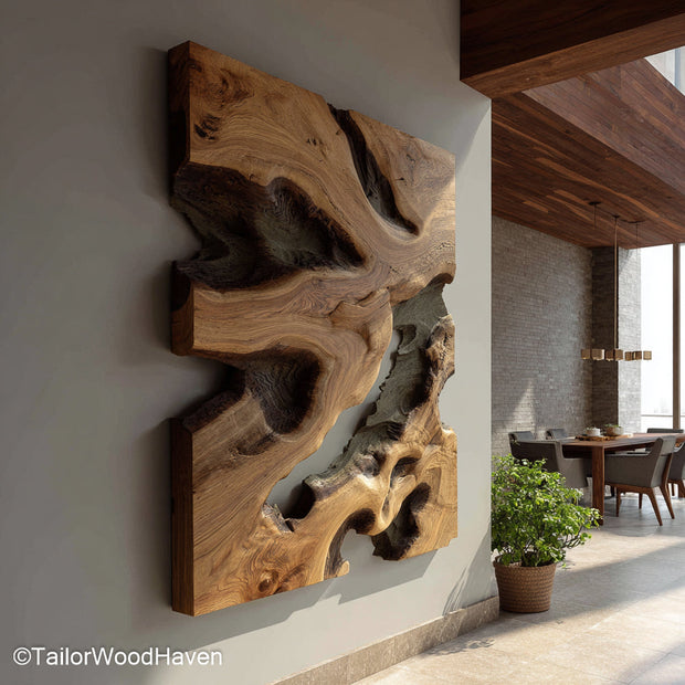 Natural Wood Wall Decor Natural Wood Wall Decor Panel Featuring Organic Grain and Texture, Perfect for Rustic, Boho, or Minimalist Interiors