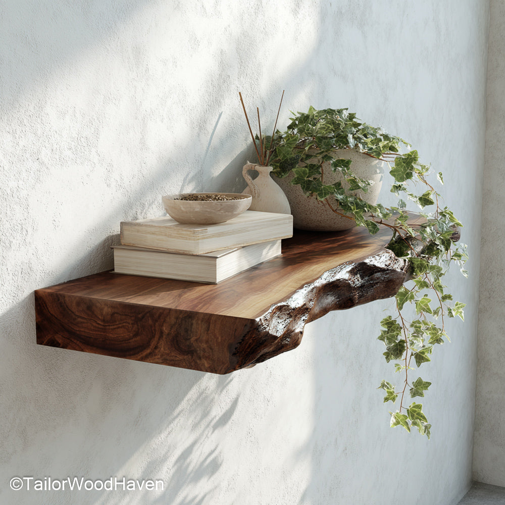 Nursery floating shelves in soft white finish with rounded corners, perfect for displaying baby books, toys, and keepsakes