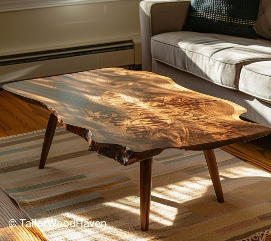 Square live edge coffee table