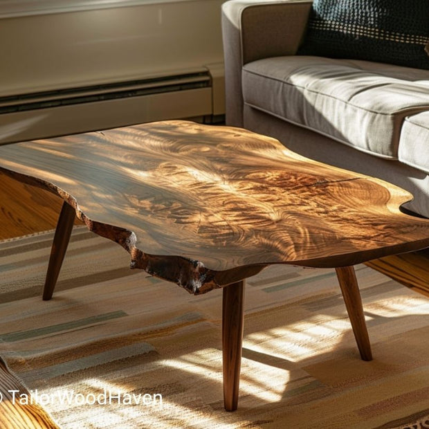 Square live edge coffee table