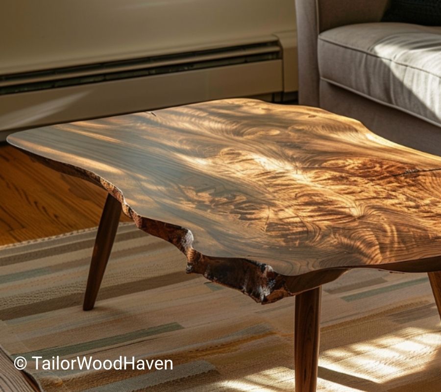 Square live edge coffee table
