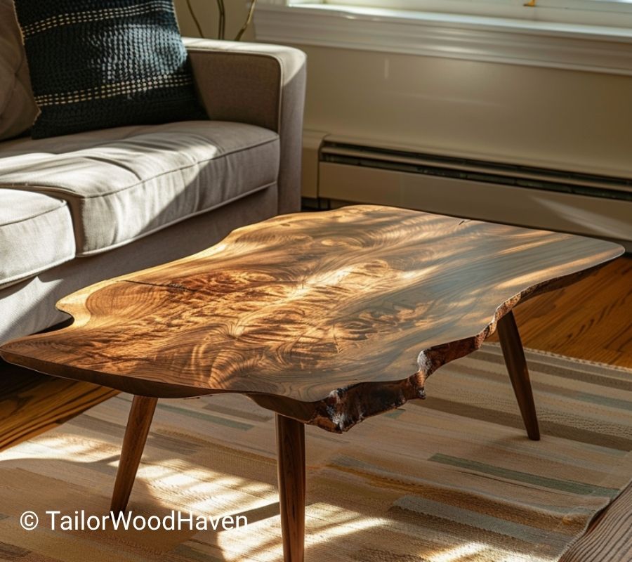 Square live edge coffee table