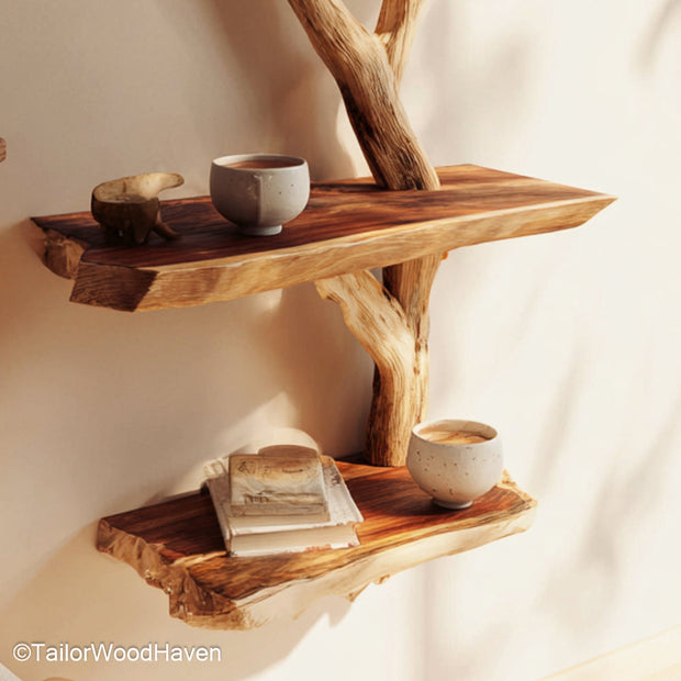Bedside Table Floating Shelf crafted from solid wood with a clean floating form, ideal for compact bedrooms or minimalist bedside organization