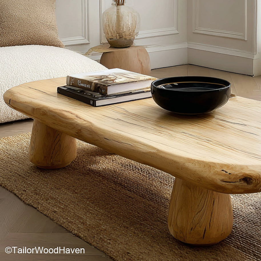 Live Edge Coffee Table Small Compact Live Edge Coffee Table for Small Living Spaces, Nooks, or Reading Corners