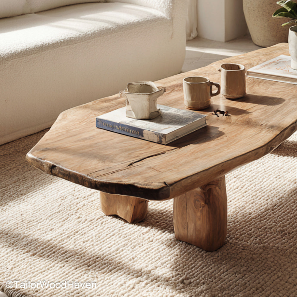 Live Edge Rustic Coffee Table Handcrafted Rustic Coffee Table Featuring Live Edge Wood and Natural Character