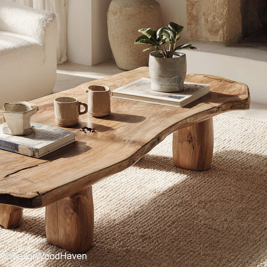 Live Edge Rustic Coffee Table Handcrafted Rustic Coffee Table Featuring Live Edge Wood and Natural Character