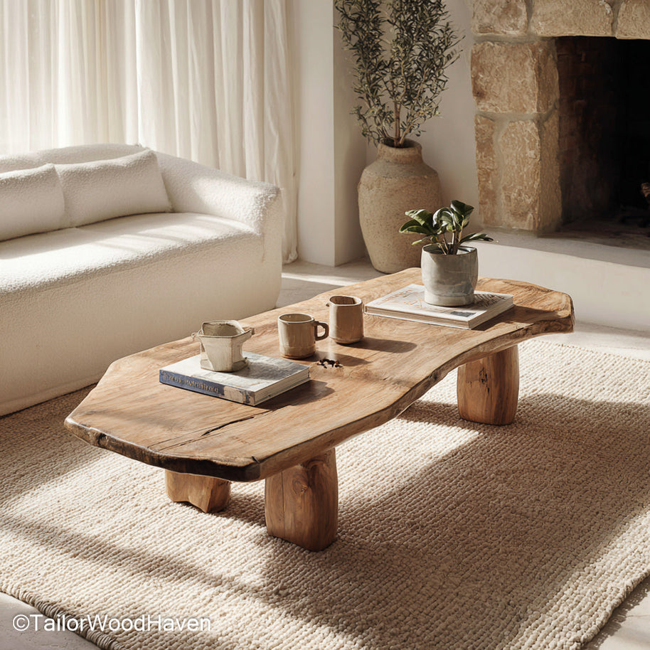 Live Edge Rustic Coffee Table Handcrafted Rustic Coffee Table Featuring Live Edge Wood and Natural Character