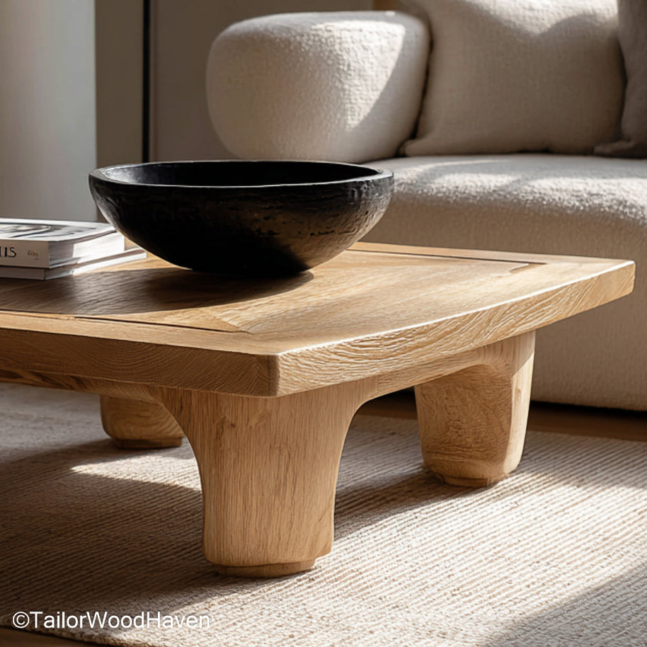 Square Live Edge Coffee Table Square Coffee Table Made from Solid Wood with Organic Live Edge for Modern Rustic Styling