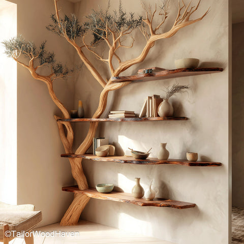 Bookshelf Like Tree Wooden Bookshelf That Looks Like a Tree, Designed for Artistic and Nature Inspired Storage