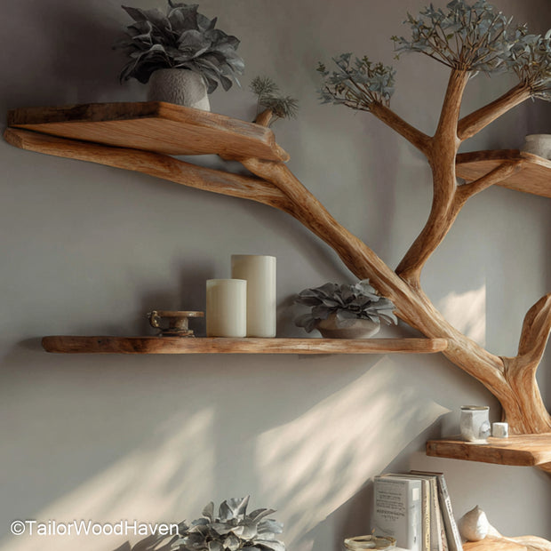 Tree Desktop Bookshelf – Compact Wooden Tree Shelf for Desks or Workspaces, Ideal for Books, Notebooks, and Decor
