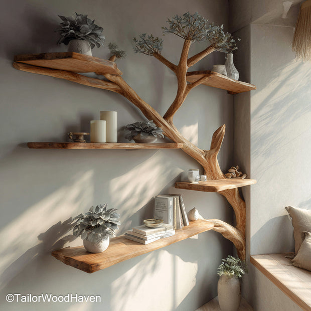 Tree Desktop Bookshelf – Compact Wooden Tree Shelf for Desks or Workspaces, Ideal for Books, Notebooks, and Decor