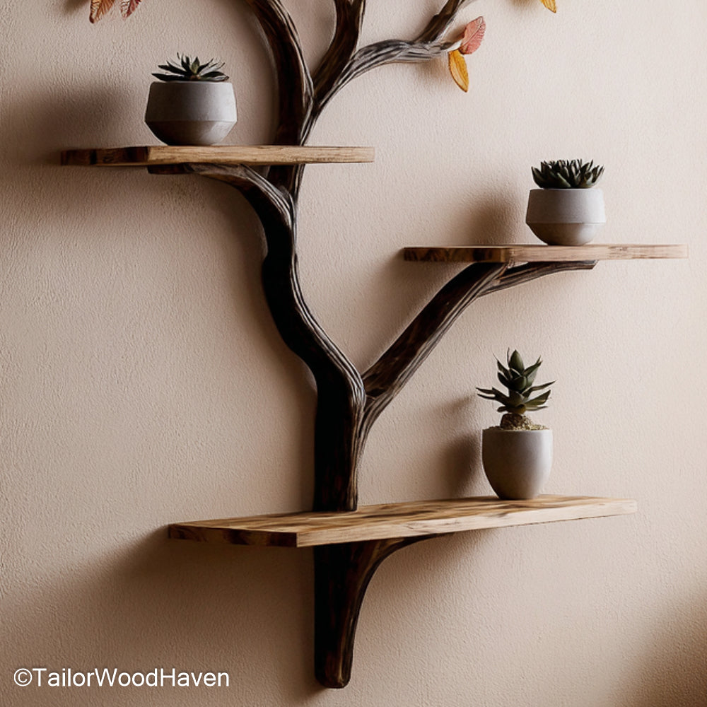 Tree Branch Shelf Wall Artistic Wooden Wall Shelf That Mimics Tree Branches for Natural Decor