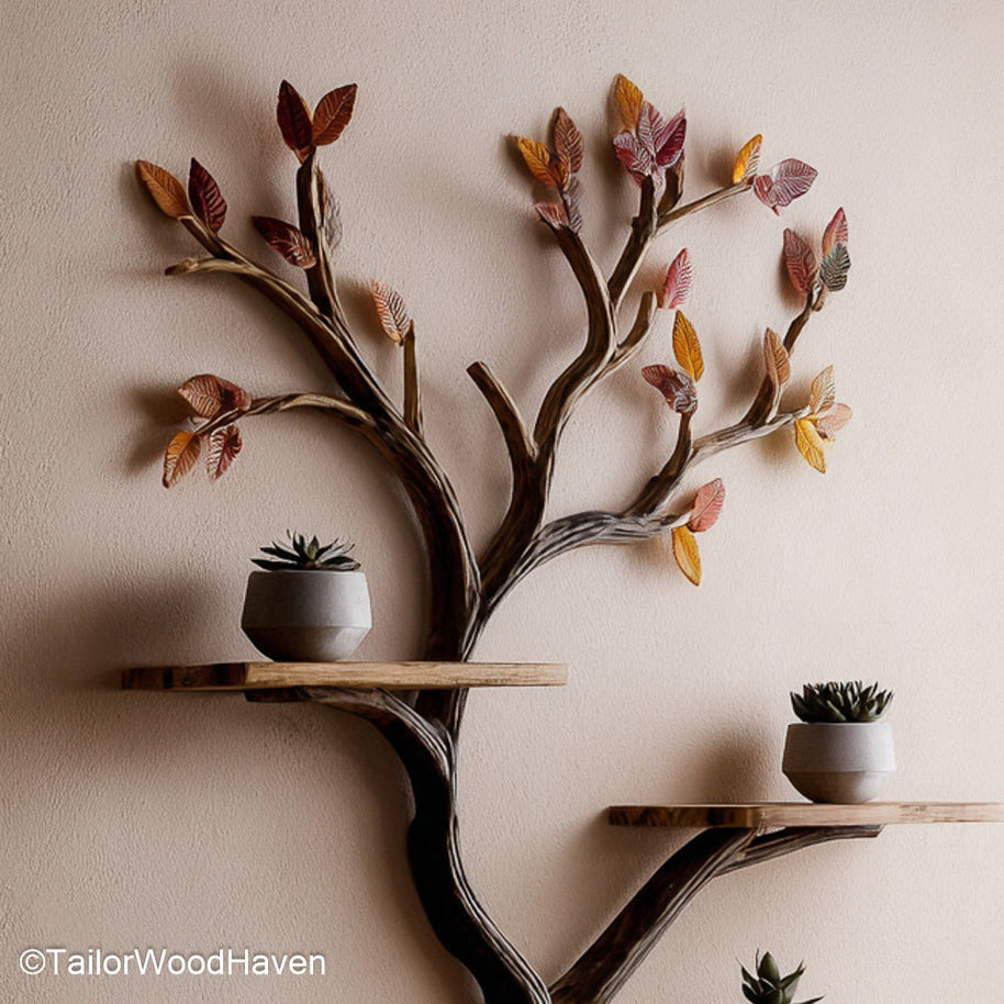 Tree Branch Shelf Wall Artistic Wooden Wall Shelf That Mimics Tree Branches for Natural Decor