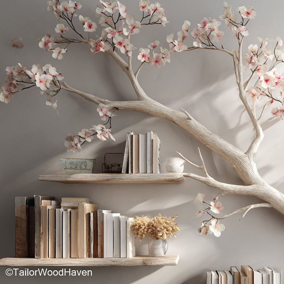 Tree Shelf for Wall Floating Tree Design Shelf Crafted from Wood for Wall Mounted Display