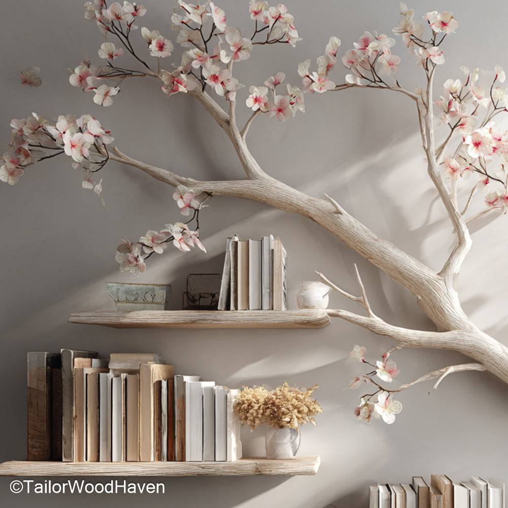 Tree Shelf for Wall Floating Tree Design Shelf Crafted from Wood for Wall Mounted Display