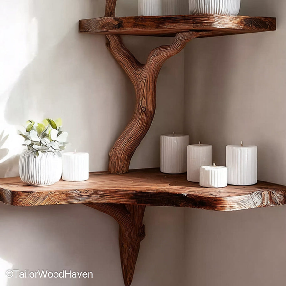Shelf Tree Bookcase Sculptural Wooden Tree Bookcase with Tiered Shelf Design for Rustic Living Rooms or Bedrooms