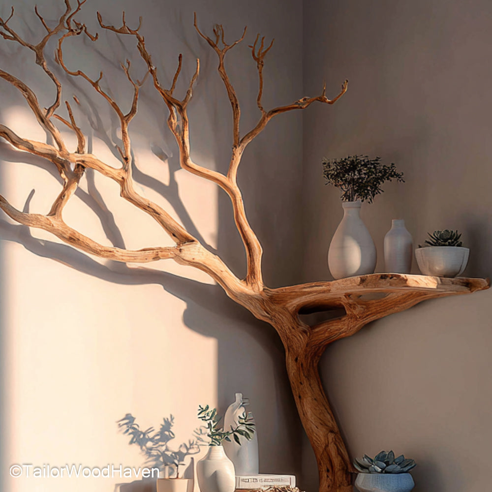 Shelf Tree Bookshelf Handcrafted Wood Tree Shelf Bookcase for Decorative and Functional Wall or Corner Display