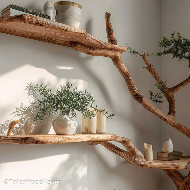 Tree Book Rack Wooden Book Rack Designed in Tree Form for Compact Storage and Artistic Style