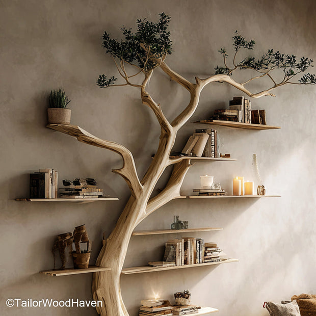Tree Trunk Bookshelf Sculptural Tree Trunk Inspired Wooden Bookshelf for Rustic Cabins or Woodland Homes