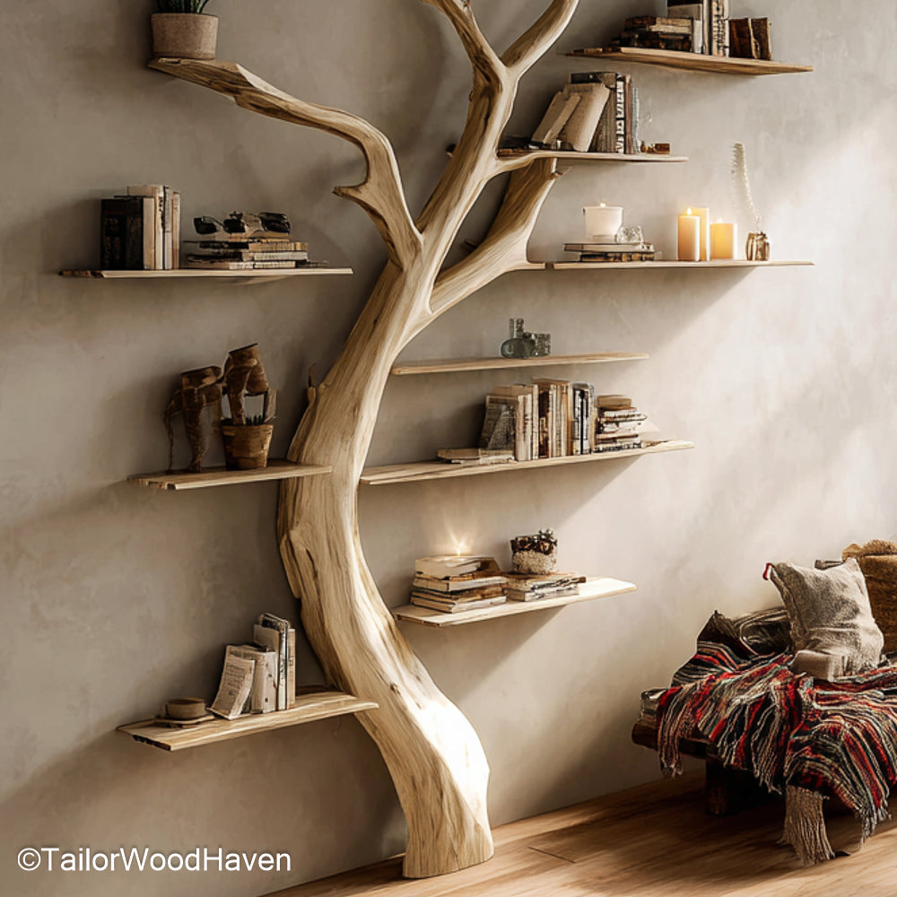 Tree Trunk Bookshelf Sculptural Tree Trunk Inspired Wooden Bookshelf for Rustic Cabins or Woodland Homes