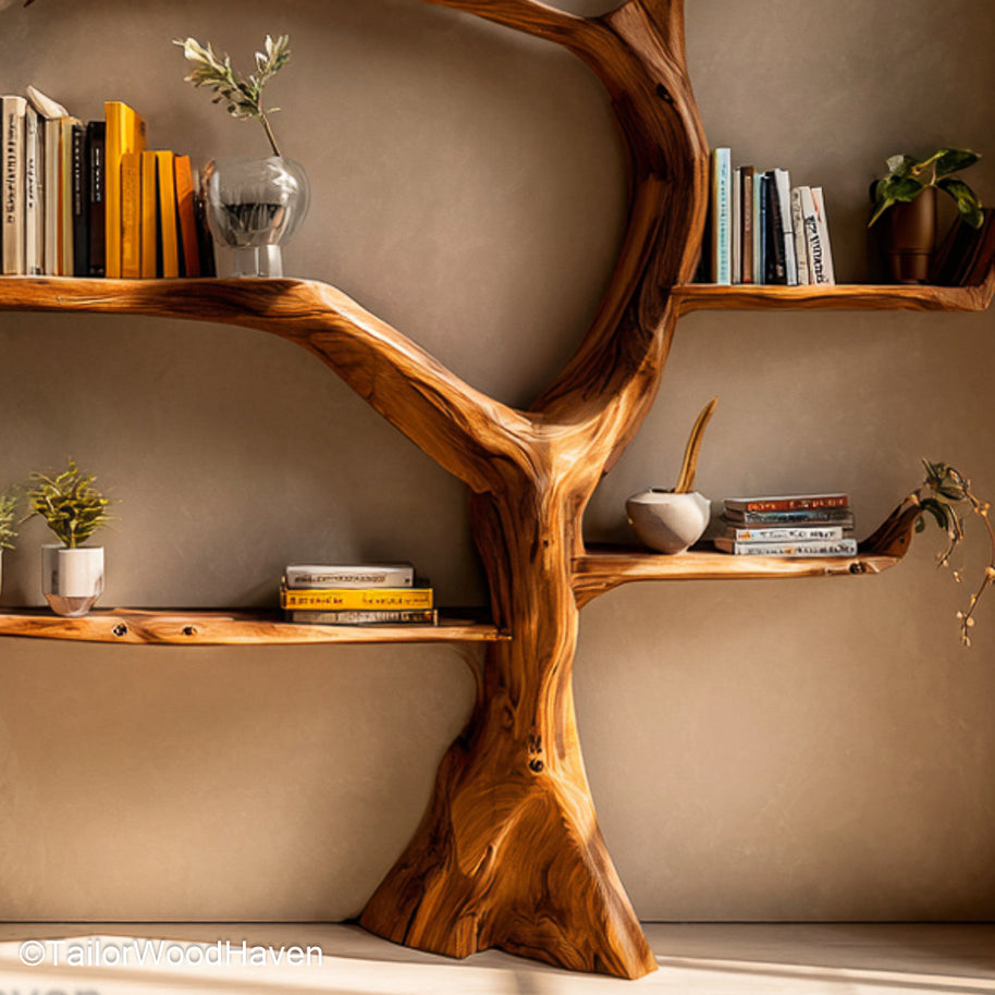 Book Tree Bookshelf – Artistic Wooden Tree Bookcase for Living Rooms, Home Libraries, or Cozy Reading Nooks