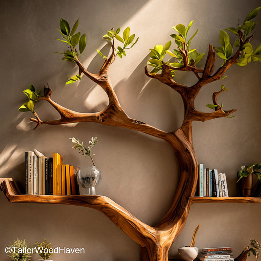 Book Tree Bookshelf – Artistic Wooden Tree Bookcase for Living Rooms, Home Libraries, or Cozy Reading Nooks