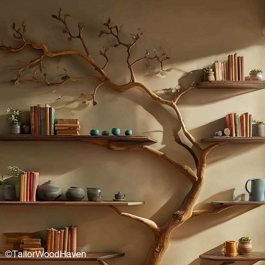 Tree Shelves for Nursery Wall Mounted or Freestanding Tree Shelves Designed for Nurseries, Safe and Whimsical Storage Solution