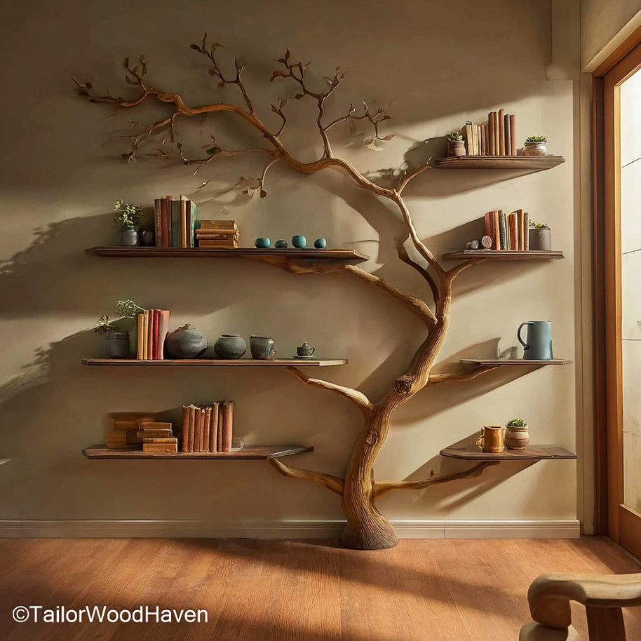 Tree Shelves for Nursery Wall Mounted or Freestanding Tree Shelves Designed for Nurseries, Safe and Whimsical Storage Solution