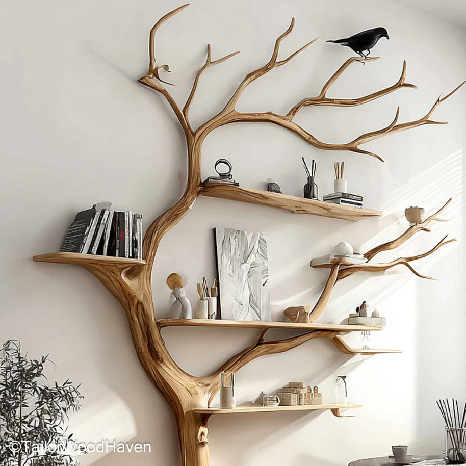 Nursery Tree Bookcase Kid Safe Tree Bookcase for Nurseries, Made of Durable Wood and Designed for Books and Toys