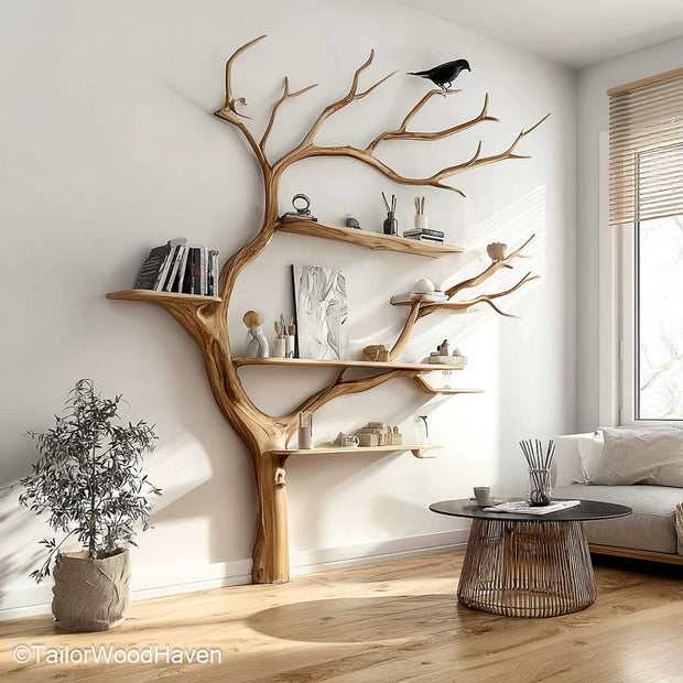 Nursery Tree Bookcase Kid Safe Tree Bookcase for Nurseries, Made of Durable Wood and Designed for Books and Toys