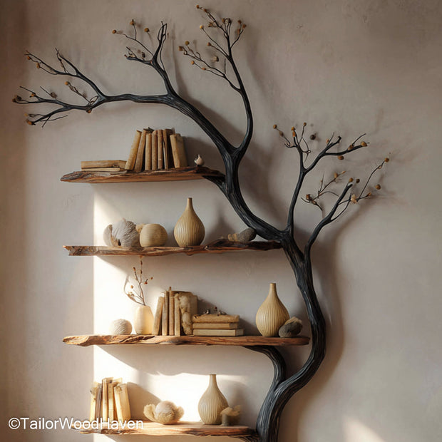Bookshelf That Looks Like a Tree Artistic Wooden Bookcase Sculpted to Mimic the Natural Form of a Real Tree