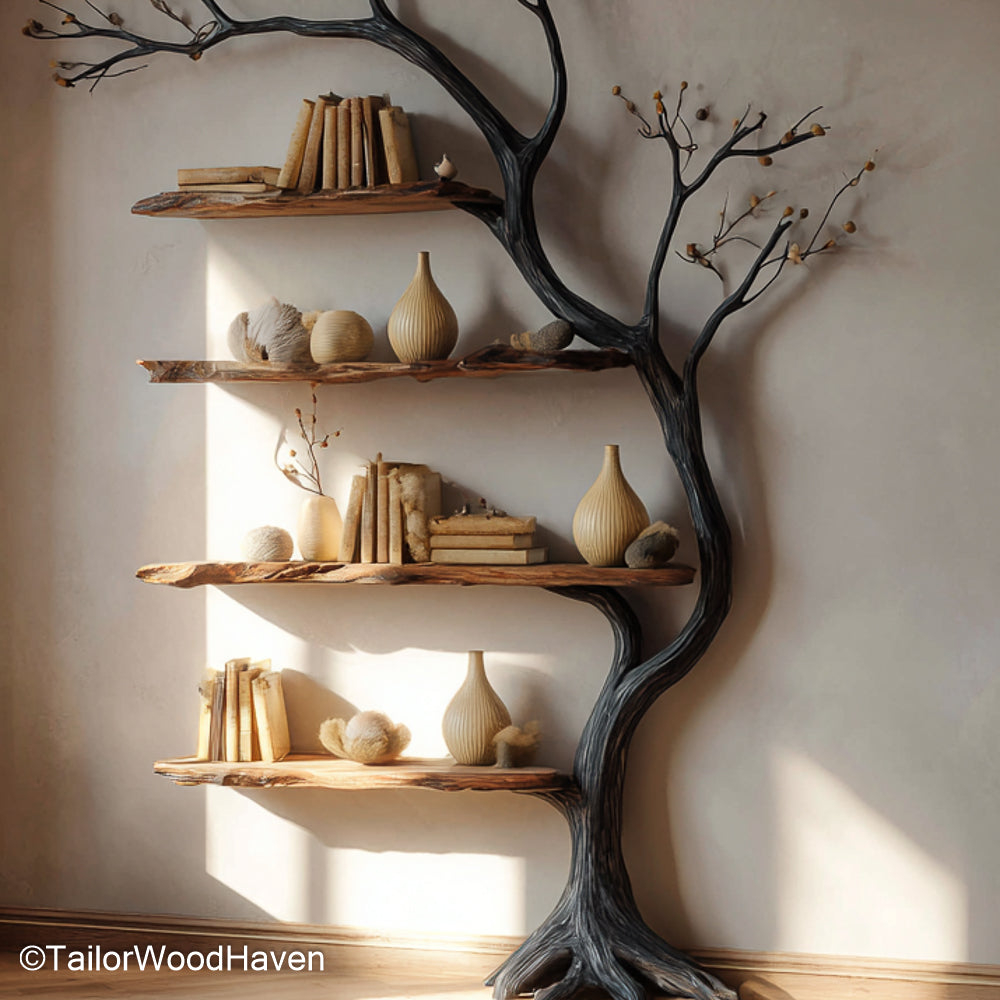 Bookshelf That Looks Like a Tree Artistic Wooden Bookcase Sculpted to Mimic the Natural Form of a Real Tree