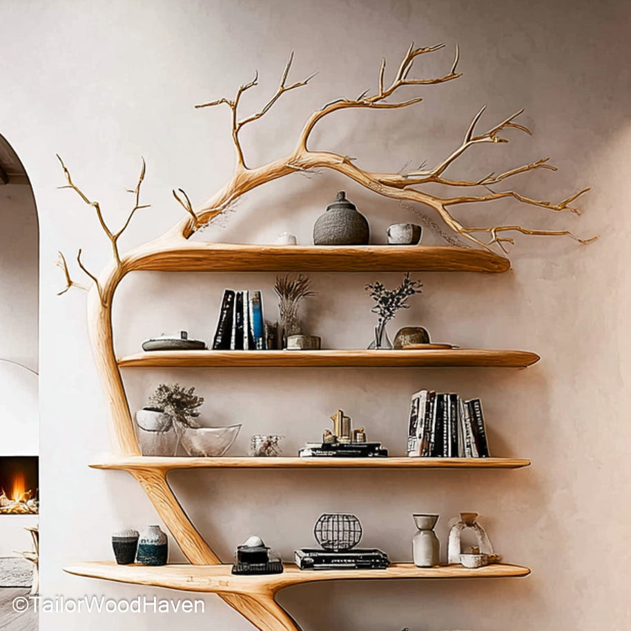 Bookcase That Looks Like a Tree Artistic Wooden Bookcase Sculpted to Mimic a Real Tree for Rustic and Whimsical Home Decor